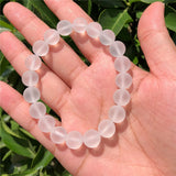 Matte Rock Quartz Bracelet Round Bead Crystal