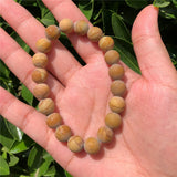 Natural Stone Matte Yellow Serpenggiante Bracelet Round Bead Crystal
