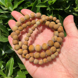 Natural Stone Matte Yellow Serpenggiante Bracelet Round Bead Crystal