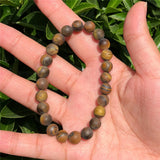 Fengbaowu Natural Stone Matte Yellow Tiger Eye Bracelet Reiki Healing Jewelry