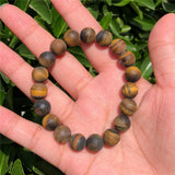 Fengbaowu Natural Stone Matte Yellow Tiger Eye Bracelet Reiki Healing Jewelry
