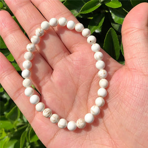 Fengbaowu Natural Stone Howlite Magnesite Bracelet Reiki Healing Jewelry