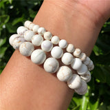 Fengbaowu Natural Stone Howlite Magnesite Bracelet Reiki Healing Jewelry
