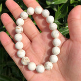 Fengbaowu Natural Stone Howlite Magnesite Bracelet Reiki Healing Jewelry