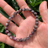 Fengbaowu Plum Blossom Tourmaline Bracelet Round Bead Crystal Reiki Healing