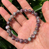Fengbaowu Plum Blossom Tourmaline Bracelet Round Bead Crystal Reiki Healing