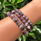 Fengbaowu Plum Blossom Tourmaline Bracelet Round Bead Crystal Reiki Healing