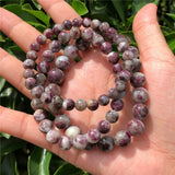 Fengbaowu Plum Blossom Tourmaline Bracelet Round Bead Crystal Reiki Healing