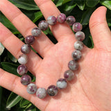 Fengbaowu Plum Blossom Tourmaline Bracelet Round Bead Crystal Reiki Healing