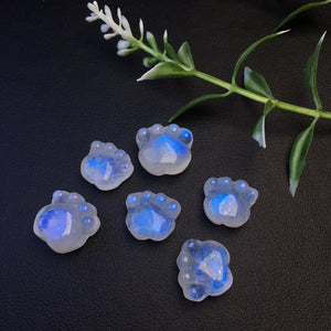 Rainbow Moonstone Cat Paw Pendant Crystal Reiki Healing Jewelry