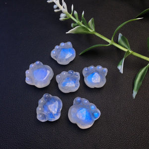 Rainbow Moonstone Cat Paw Pendant Crystal Reiki Healing Jewelry