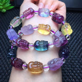 Rainbow Fluorite Pixiu Bracelet Crystal Healing Jewelry