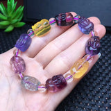 Rainbow Fluorite Pixiu Bracelet Crystal Healing Jewelry