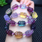 Rainbow Fluorite Pixiu Bracelet Crystal Healing Jewelry