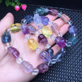 Natural Stone Rainbow Fluorite Pixiu Bracelet Crystal Healing Jewelry