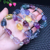 Natural Stone Rainbow Fluorite Pixiu Bracelet Crystal Healing Jewelry