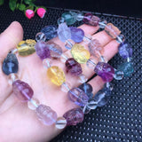 Natural Stone Rainbow Fluorite Pixiu Bracelet Crystal Healing Jewelry