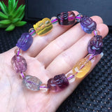 Rainbow Fluorite Pixiu Bracelet Crystal Healing Jewelry