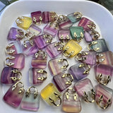 Rainbow Fluorite Bag Pendant Natural Stone Crystal Jewelry