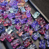 Natural Stone Rainbow Fluorite Bear Pendant Crystal Reiki Healing Gift