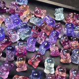 Natural Stone Rainbow Fluorite Bear Pendant Crystal Reiki Healing Gift