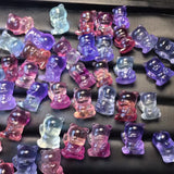 Natural Stone Rainbow Fluorite Bear Pendant Crystal Reiki Healing Gift