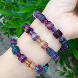 Rainbow Fluorite Bracelet Cube Beads Crystal Healing Jewelry