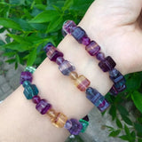 Rainbow Fluorite Bracelet Cube Beads Crystal Healing Jewelry