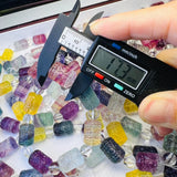 Natural Stone Rainbow Fluorite Engrave Fret Pattern Beads Bracelet