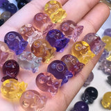 Rainbow Fluorite Ghost Pendant Crystal Animal Figurine Halloween Gift