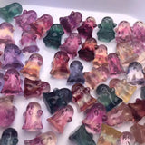Rainbow Fluorite Ghost Pendant Crystal Animal Figurine Halloween Gift