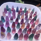 Natural Stone Rainbow Fluorite Wenchang Pagoda Tower for Jewelry Making