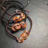 Red Hematoid Quartz Donut Woven Bracelet Jewelry