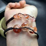 Red Hematoid Quartz Donut Woven Bracelet Jewelry