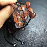 Red Hematoid Quartz Donut Woven Bracelet Jewelry