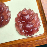 Red Strawberry Quartz Nine-Tailed Fox Pendant