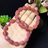 Fengbaowu Natural Red Yanyuan Agate Bracelet Cube Beads