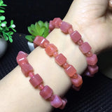 Fengbaowu Natural Red Yanyuan Agate Bracelet Cube Beads