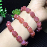 Fengbaowu Natural Red Yanyuan Agate Bracelet Cube Beads