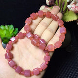Fengbaowu Natural Red Yanyuan Agate Bracelet Cube Beads