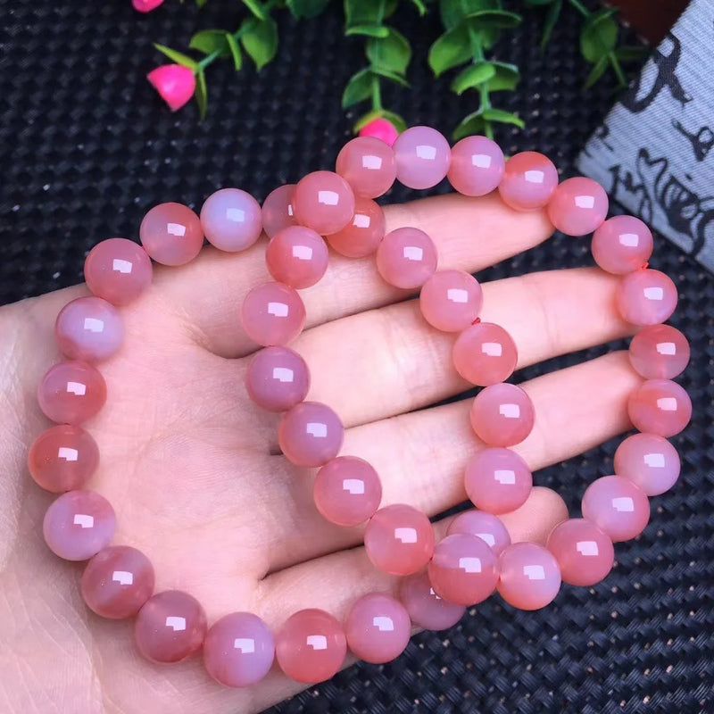 Red Yanyuan Agate Bracelet Round Beads Crystal Healing Jewelry Gift