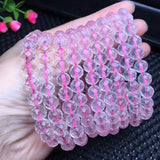 1 Pc Rose Quartz Bracelet Faceted Round Bead Crystal Reiki Healing Jewelry