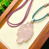 Rose Quartz Nine-Tailed Fox Pendant Crystal Jewelry for Women