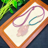 Rose Quartz Nine-Tailed Fox Pendant Crystal Jewelry for Women