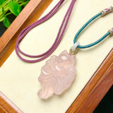 Rose Quartz Nine-Tailed Fox Pendant Crystal Jewelry for Women