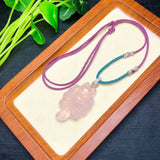 Rose Quartz Nine-Tailed Fox Pendant Crystal Jewelry for Women