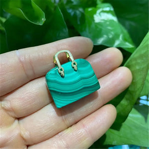 Malachite Bag Shape Pendant Crystal Healing Stone Jewelry Gift