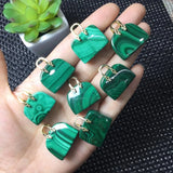 Malachite Bag Shape Pendant Crystal Healing Stone Jewelry Gift