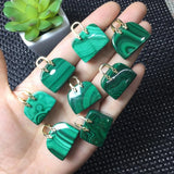 Malachite Bag Shape Pendant Crystal Healing Stone Jewelry Gift