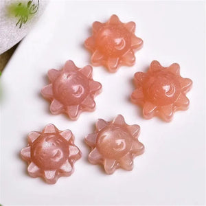 Natural Sunstone Peach Moonstone Earring Pendant Ring Set